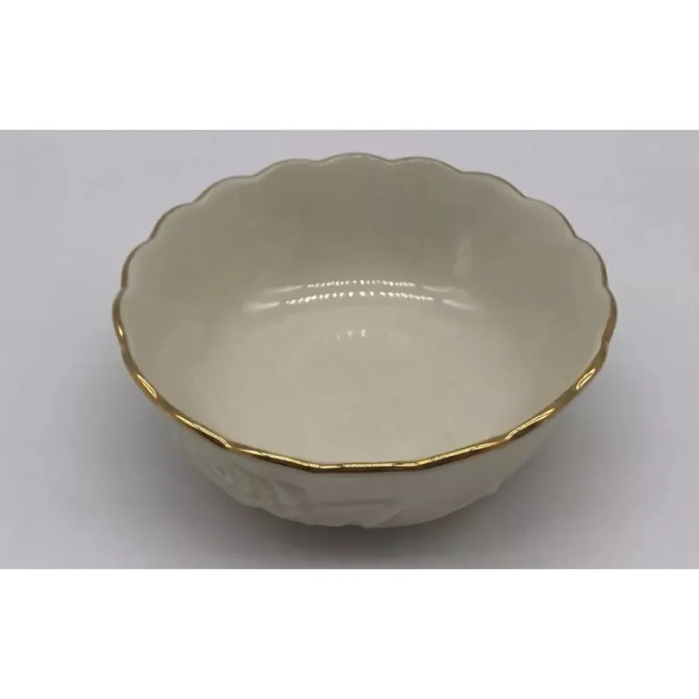 Vintage Lenox Porcelain Bowls Rose Blossom Pattern 5 5”D Ivory 24K Gold Trim